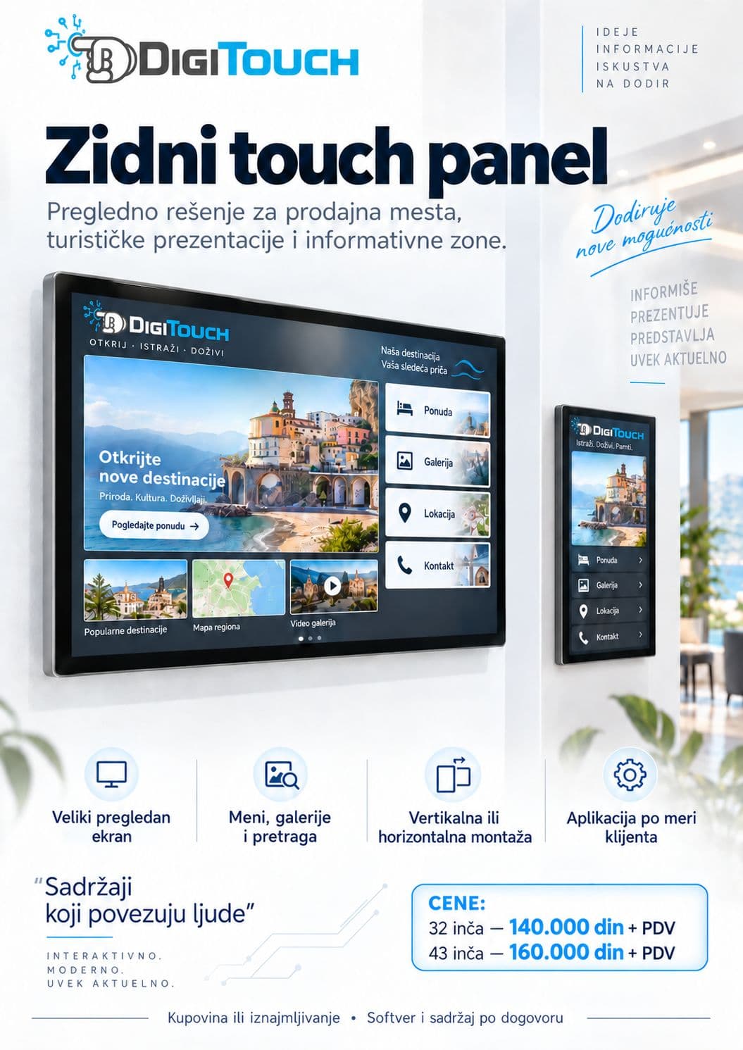 DigiTouch zidni touch panel za prezentacije i informisanje