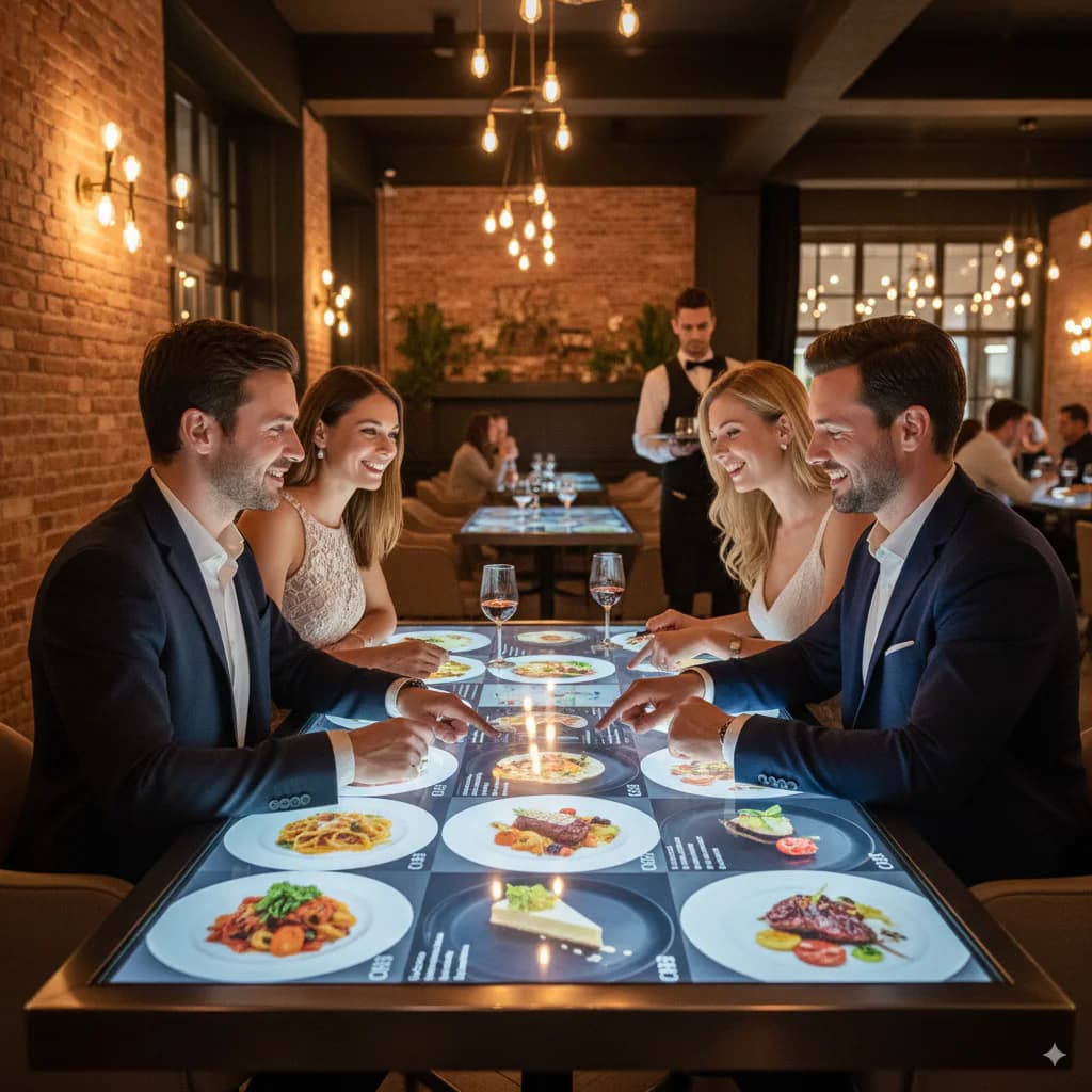 Interaktivni touch sto u restoranu